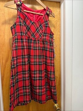 Vintage Red Plaid Junior Maternity Dress/ Sleeveless Tartan Mini size 9
